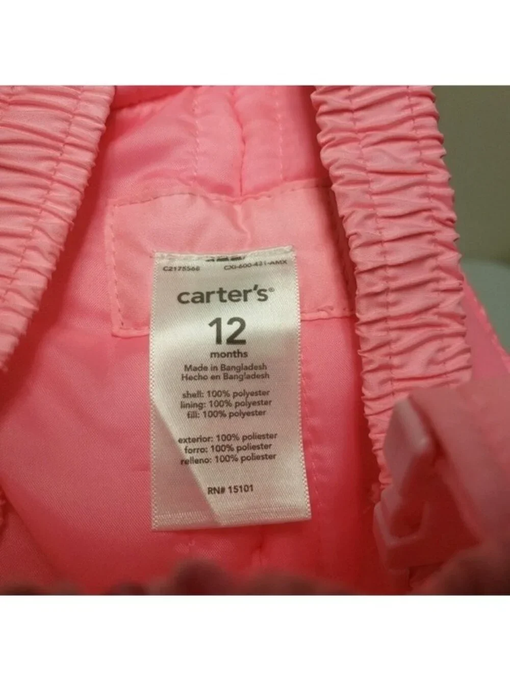 Carters Pink Snow Suit Overalls Ski Bib Girls Size 12 Months
